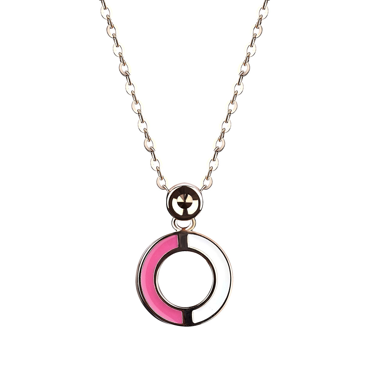 Dear Q "Sweet Heart" 18K Rose Gold Diamond Necklace with Enamel