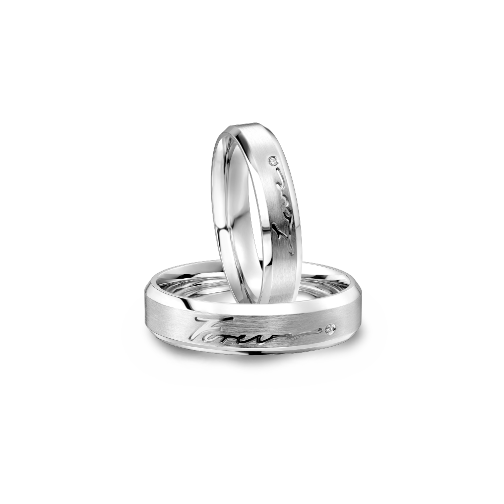 Love Forever Collection 18K White Gold Diamond Couple Rings
