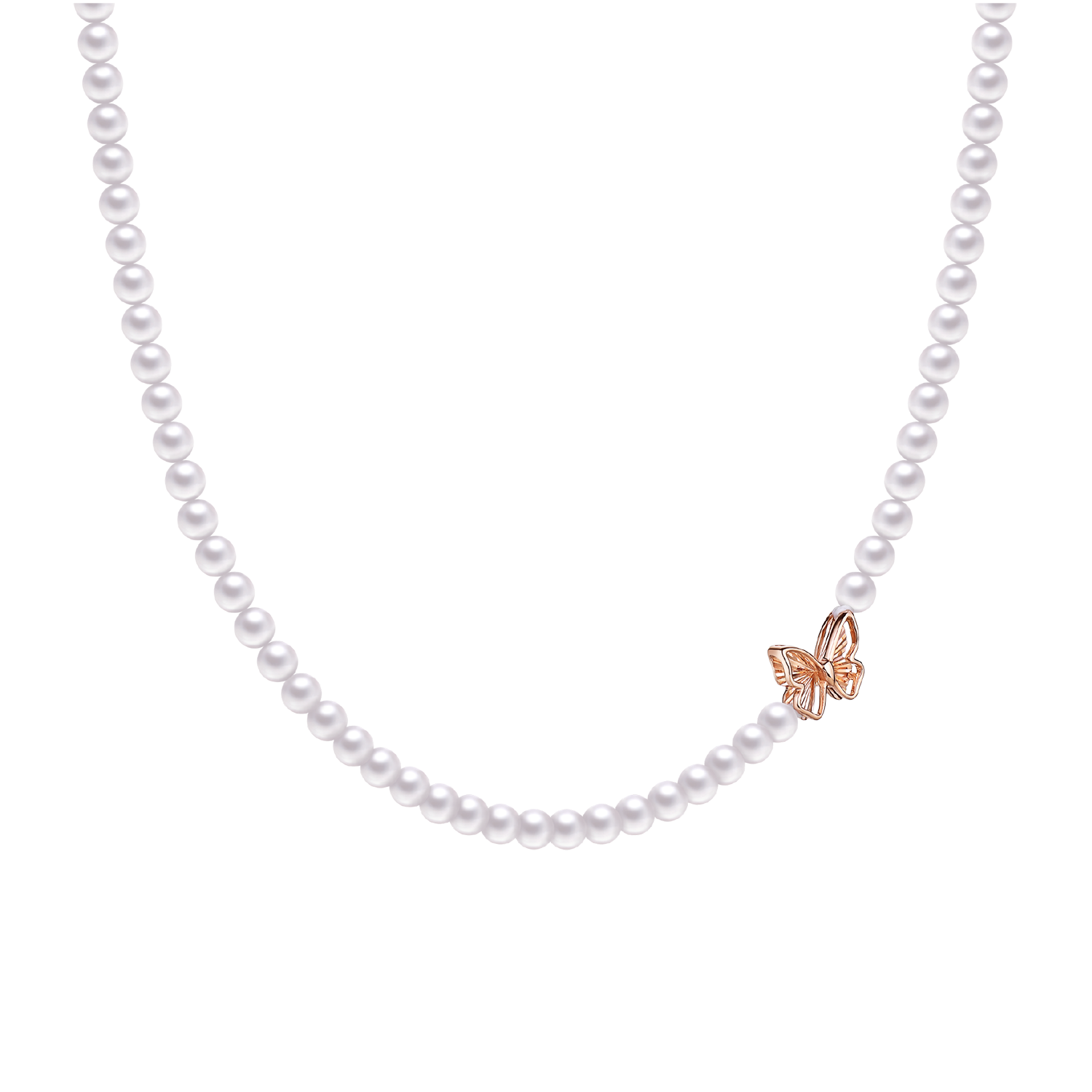 “Summer Trend” 18K Gold Diamond Pearl Necklace 